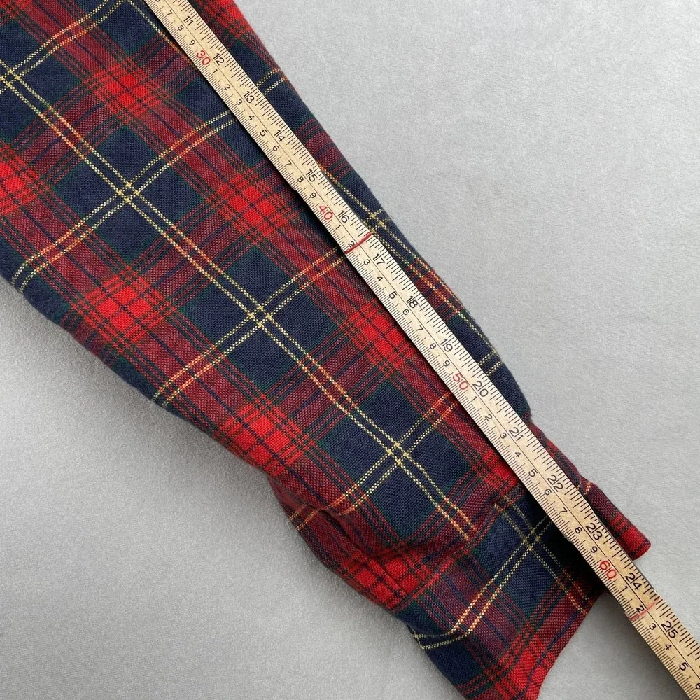 Vintage Tarleton Jacket Mens M Red‎ Navy Plaid Flannel Quilted Lined Padded 90s